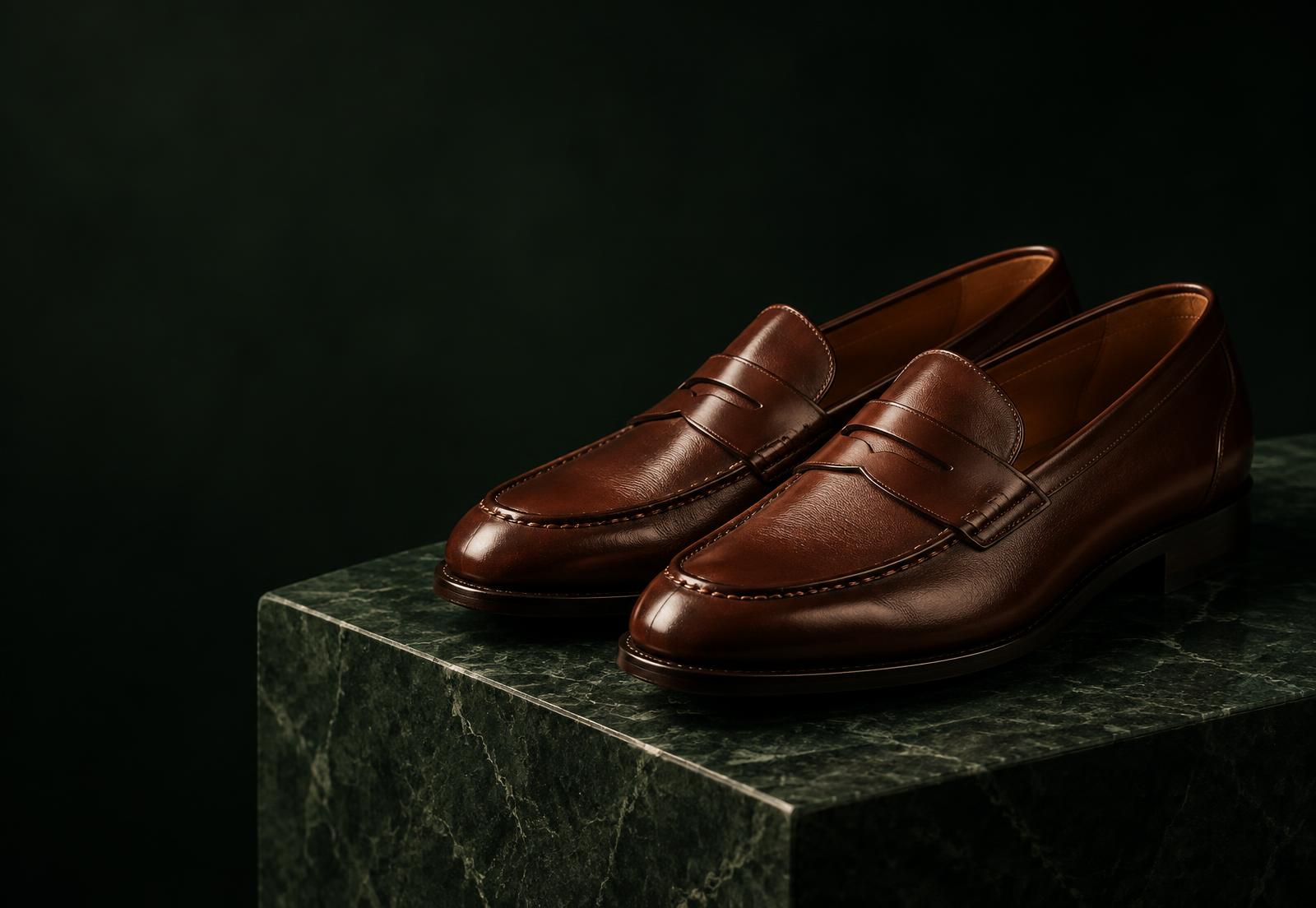 Premium brown leather loafers